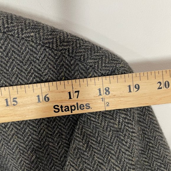 Abercrombie & Fitch Men’s L Wool Blend Herringbone Gray Tweed Blazer - Picture 12 of 15